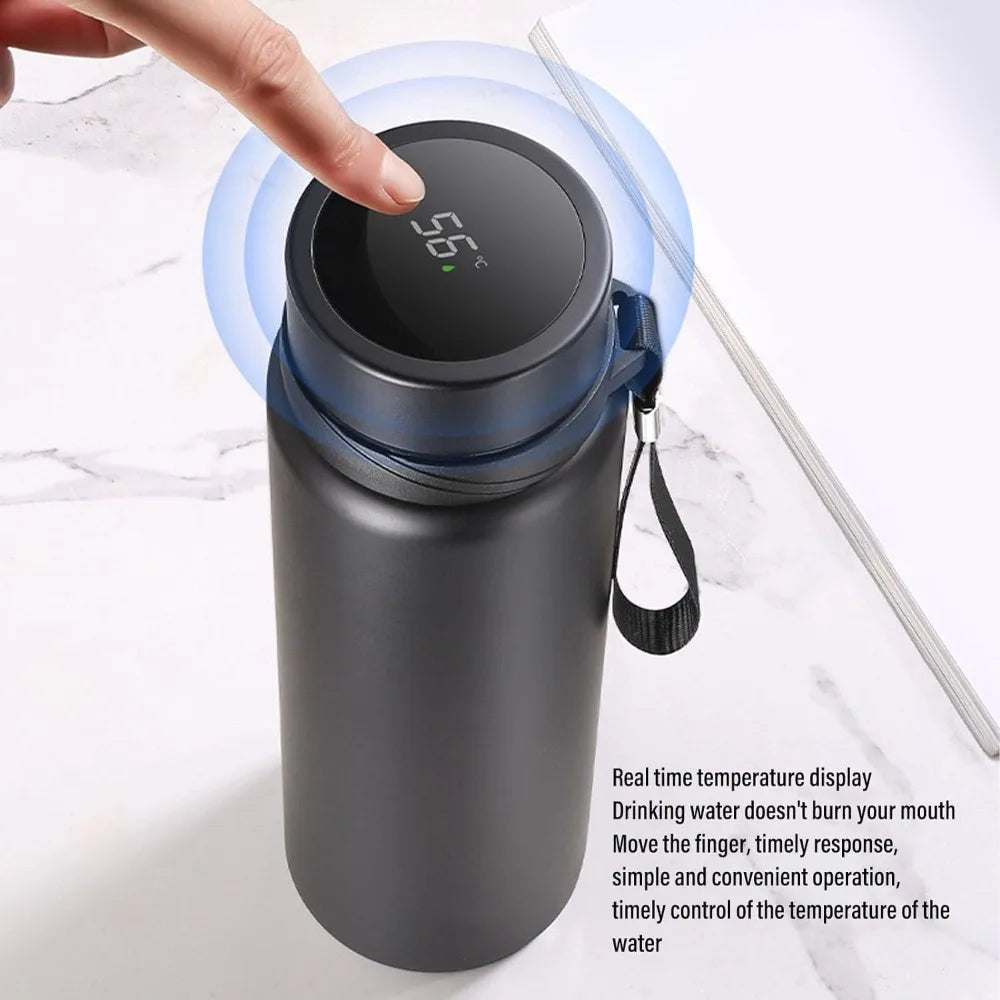 Gourde isotherme en acier inoxydable 1000 ml avec affichage intelligent de la température – Conserve les boissons chaudes ou froides pendant des heures.