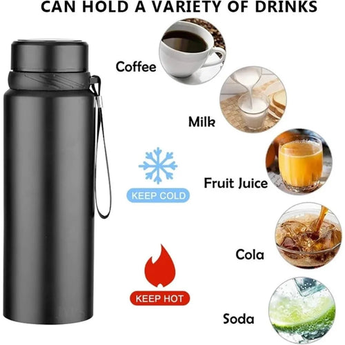 Gourde isotherme en acier inoxydable 1000 ml avec affichage intelligent de la température – Conserve les boissons chaudes ou froides pendant des heures.