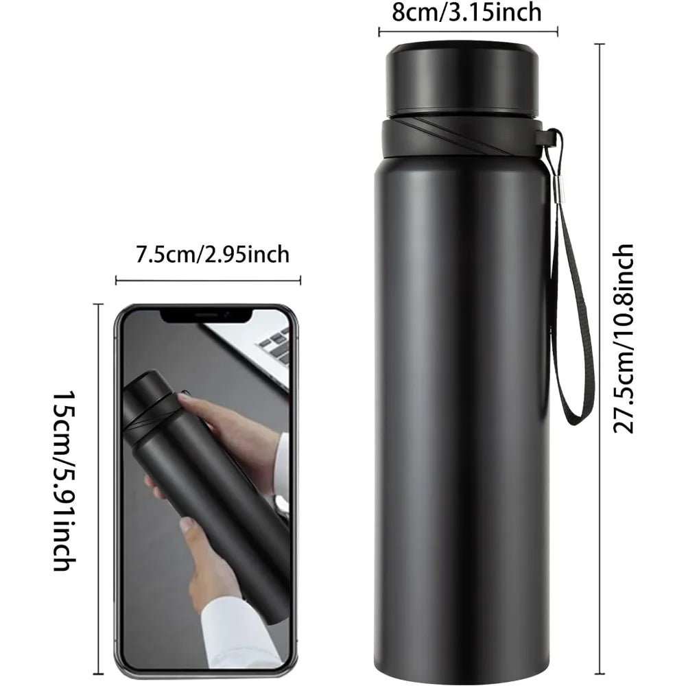 Gourde isotherme en acier inoxydable 1000 ml avec affichage intelligent de la température – Conserve les boissons chaudes ou froides pendant des heures.